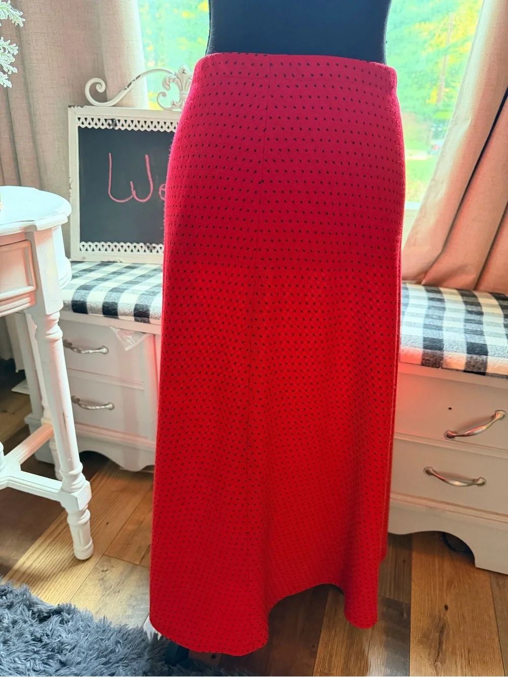 Red Maxi Skirt - Elegant Everyday A-Line
